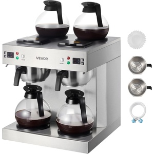 image:imageVEVOR Commercial Drip Coffee Maker 24 Cups CoffeeMaker Machine with 4 Glass Carafes and 4 Decanter Warmer Plates Stainless Steel DualHead Coffee Brewer for Restaurant Office Coffee Shop amp Home4Warmer Plates