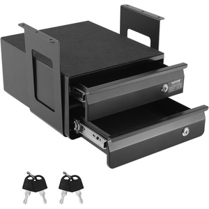 image:imageVEVOR Under Desk Double Stacked Lockable Slide Out Drawer 13 inch Lockable Under Table Pullout Drawer Attachment for Sit Stand Workstation Secure Under Desk Storage Organizer BlackDouble