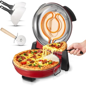image:imageVEVOR Pizza Oven 12 in Electric Pizza Maker 1200W Countertop Cooker with Cordierite Stone 5Level Dual Temp Control Knob Max 788 F Home Pizza Maker Viewing Window amp Thermometer RedRed
