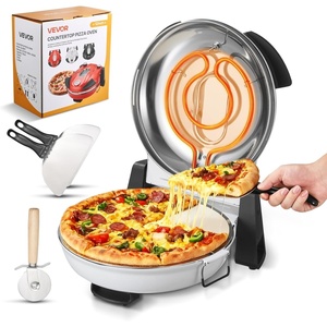 image:imageVEVOR Pizza Oven 12 in Electric Pizza Maker 1200W Countertop Cooker with Cordierite Stone 5Level Dual Temp Control Knob Max 788 F Home Pizza Maker Viewing Window amp Thermometer RedWhite