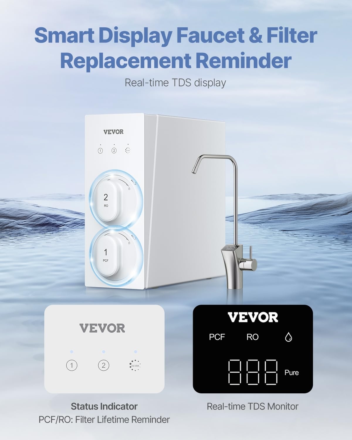 image:imageVEVOR Skincare Water Filter Faucet Mount Water Filters with MicroNano Bubble for Skin Sink Tap Purifier Removes Chlorine with 1 Filter for Kitchen and Bathroom Faucets White  GoldWhite