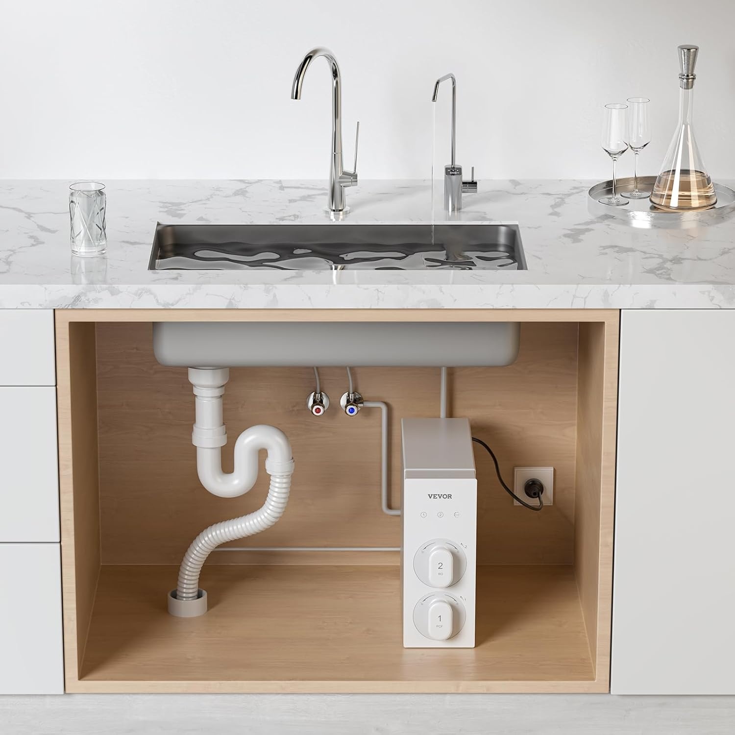 image:imageVEVOR Skincare Water Filter Faucet Mount Water Filters with MicroNano Bubble for Skin Sink Tap Purifier Removes Chlorine with 1 Filter for Kitchen and Bathroom Faucets White  GoldWhite