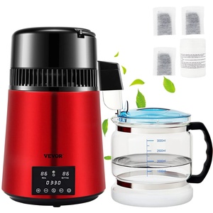 image:imageVEVOR 11Gal Water Distiller 03GalH Distilled Water Maker Machine 750W 099H Timing Dual Temp Display 304 Stainless Steel Countertop Distiller Glass Carafe Cleaning Powder 3 Carbon Packs RedWineRed