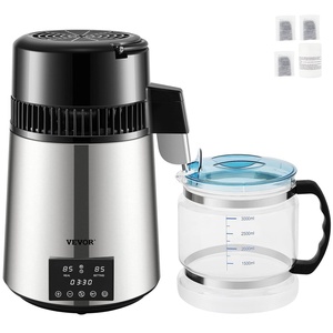 image:imageVEVOR 11Gal Water Distiller 03GalH Distilled Water Maker Machine 750W 099H Timing Dual Temp Display 304 Stainless Steel Countertop Distiller Glass Carafe Cleaning Powder 3 Carbon Packs RedTiming and Dual Temp Display