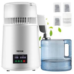 image:imageVEVOR 11Gal Water Distiller 03GalH Distilled Water Maker Machine 750W 099H Timing Set Temp Display 304 Stainless Steel Countertop Distiller Plastic Carafe Cleaning Powder 3 Carbon Packs WhiteWhite