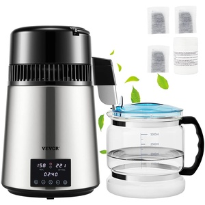 image:imageVEVOR 11Gal Water Distiller 04GalH Distilled Water Maker Machine 1750W 099H Timing Dual Temp Display 304 Stainless Steel Countertop Distiller Glass Carafe Cleaning Powder 3 Carbon Packs SilverSilver