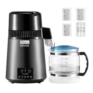 image:imageVEVOR 11Gal Water Distiller 04GalH Distilled Water Maker Machine 1750W 099H Timing Dual Temp Display 304 Stainless Steel Countertop Distiller Glass Carafe Cleaning Powder 3 Carbon Packs SilverGrey