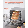 image:imageVEVOR Commercial Convection Oven 47L43Qt HalfSize Conventional Oven Countertop 1600W 4Tier Toaster wFront Glass Door Electric Baking Oven wTrays Wire Racks Clip Gloves 120V4Tier 66L 2800W