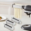 image:imageVEVOR Pasta Attachment for KitchenAid Stand Mixer Stainless Steel Pasta Maker Attachment Includes Pasta Sheet Roller Spaghetti Cutter Fettuccine Cutter 8 Adjustable Thickness Knob Pasta Maker 3Pcs3 SET