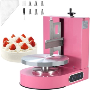 image:imageVEVOR Cake Decorating Machine Cake Cream Spreading Coating Smearing Machine Low Noise Cake Frosting Machine Turntable with Adjustable Scraper for 6 to 14 Cake 25320RPM Rotating Speed WhitePink