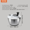 image:imageVEVOR Stainless Steel Salad Spinner 475Qt Onehanded Easy Press Large Vegetable Dryer Washer Lettuce Cleaner and Dryer with 304 Stainless Steel Bowl for Greens Herbs Berries Fruits No BPASalad Spinner