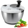image:imageVEVOR Stainless Steel Salad Spinner 475Qt Onehanded Easy Press Large Vegetable Dryer Washer Lettuce Cleaner and Dryer with 304 Stainless Steel Bowl for Greens Herbs Berries Fruits No BPASalad Spinner