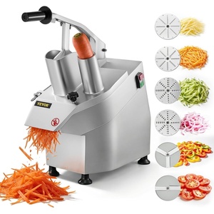 image:imageVEVOR Commercial Food Processor 2 Feeding Holes 550W Electric Vegetable Slicer 1600 RPM Stainless Steel Vegetable Processor Detachable 6blades 3mm4mm7mm Shred 2mm4mm SliceFood Processor