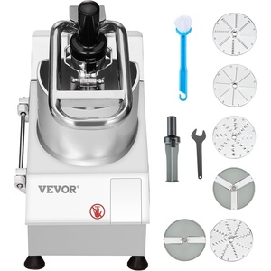 image:imageVEVOR Food Processor amp Vegetable Chopper 2 Feeding Holes FoodGrade Stainless Steel Food Processor Chopper with Detachable 6 Blades 3mm5mm7mm10mm Shredder 2mm4mm Slicer for Vegetables Fruit750 W