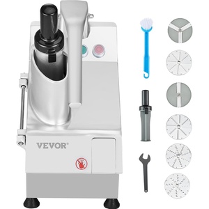 image:imageVEVOR Food Processor amp Vegetable Chopper 2 Feeding Holes FoodGrade Stainless Steel Food Processor Chopper with Detachable 6 Blades 3mm5mm7mm10mm Shredder 2mm4mm Slicer for Vegetables Fruit550 W