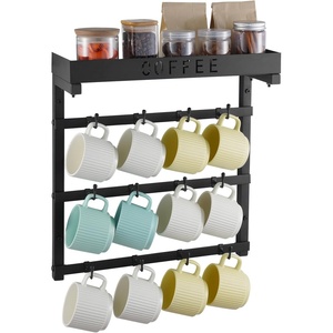 image:imageVEVOR Mug Holder Tree with Marble Base 8 Hooks Coffee Cup Holder for Counter Carbon Steel Mug Tree Cup Rack Stand Upgraded Coffee Cup Tree for Coffee Bar Kitchen Home Organizer12 HooksWall Mounted