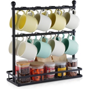 image:imageVEVOR Mug Holder Tree with Marble Base 8 Hooks Coffee Cup Holder for Counter Carbon Steel Mug Tree Cup Rack Stand Upgraded Coffee Cup Tree for Coffee Bar Kitchen Home Organizer16 HooksSteel Mug