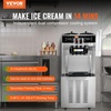 image:imageVEVOR 1850W Commercial Soft Ice Cream Machine 3 Flavors 55 to 82Gallon per Hour PreCooling at Night Auto Clean LCDPanel for Restaurants Snack Bar SliverVertical 3 Flavors Flagship Model