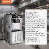 image:imageVEVOR 1850W Commercial Soft Ice Cream Machine 3 Flavors 55 to 82Gallon per Hour PreCooling at Night Auto Clean LCDPanel for Restaurants Snack Bar SliverVertical 3 Flavors Flagship Model
