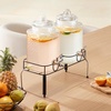 image:imageVEVOR Beverage Dispenser 22 Gallon Drink Dispensers for Parties Glass Juice Dispenser with Wood Stand Stainless Steel Spigot Iced Tea Lemonade Juice Water Dispensers for Parties15Gal 2Pack