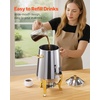 image:imageVEVOR Stainless Steel Beverage Dispenser 27 Gallon Drink Dispenser with Alcohol Burner Hot amp Cold Drink Dispensers for Coffee Tea Hot Water with Spigot Ice Tube for Restaurants Hotels Parties34 Gal