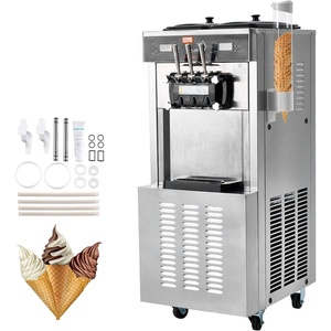 image:imageVEVOR 1850W Commercial Soft Ice Cream Machine 3 Flavors 55 to 82Gallon per Hour PreCooling at Night Auto Clean LCDPanel for Restaurants Snack Bar SliverVertical 3 Flavors Flagship Model