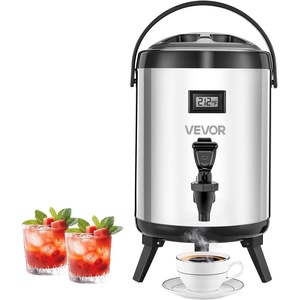 image:imageVEVOR Insulated Beverage Dispenser 24 Gal92L Stainless Steel Thermal Drink Server with Spigot amp Temp Display Suitable for Hot and Cold Drinks for Tea Coffee Water in Cafes amp Restaurants Silver15 Gal 1 Pack