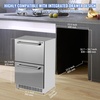 image:imageVEVOR 24 inch Undercounter Refrigerator 2 Drawer Refrigerator with Different Temperature 487 Cuft Capacity Waterproof Indoor and Outdoor Under Counter Freezer Fridge for Home and Commercial UseSilver