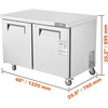 image:imageVEVOR 48 W Commercial Freezer Worktop 129 Cu Ft Undercounter Freezers withCasters lt08gtDefrost Frozen Prep Table 2 Doors Stainless Steel Food Frozen Prep Station for Restaurant Diner Bar