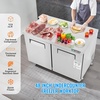 image:imageVEVOR 48 W Commercial Freezer Worktop 129 Cu Ft Undercounter Freezers withCasters lt08gtDefrost Frozen Prep Table 2 Doors Stainless Steel Food Frozen Prep Station for Restaurant Diner Bar