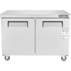 image:imageVEVOR 48 W Commercial Freezer Worktop 129 Cu Ft Undercounter Freezers withCasters lt08gtDefrost Frozen Prep Table 2 Doors Stainless Steel Food Frozen Prep Station for Restaurant Diner Bar