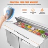 image:imageVEVOR 48W Commercial Refrigerator 125 Cu Ft Sandwich Prep Refrigerated Table Mega Top Food Prep Fridge with 12 Pans and Cutting Board Stainless Steel Salad Prep Cooler for Restaurant Food Truck60W with 16 Pans