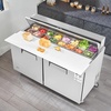 image:imageVEVOR 48W Commercial Refrigerator 125 Cu Ft Sandwich Prep Refrigerated Table Mega Top Food Prep Fridge with 12 Pans and Cutting Board Stainless Steel Salad Prep Cooler for Restaurant Food Truck60W with 16 Pans