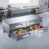 image:imageVEVOR 67W Commercial Refrigerator Pizza Prep Refrigerated Table 193 Ultra Wide Countertop Food Prep Fridge 203 CuFt Single Door Salad Prep Fridge 9 Pans Pizza Make Worktop with Cutting Board72 W Chief Base With 4 Drawers Refrigerator