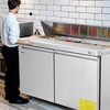image:imageVEVOR 67W Commercial Refrigerator Pizza Prep Refrigerated Table 193 Ultra Wide Countertop Food Prep Fridge 203 CuFt Single Door Salad Prep Fridge 9 Pans Pizza Make Worktop with Cutting Board60W with 16 Pans
