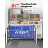image:imageVEVOR 67W Commercial Refrigerator Pizza Prep Refrigerated Table 193 Ultra Wide Countertop Food Prep Fridge 203 CuFt Single Door Salad Prep Fridge 9 Pans Pizza Make Worktop with Cutting Board67W Pizza Prep Refrigerator