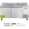 image:imageVEVOR 67W Commercial Refrigerator Pizza Prep Refrigerated Table 193 Ultra Wide Countertop Food Prep Fridge 203 CuFt Single Door Salad Prep Fridge 9 Pans Pizza Make Worktop with Cutting Board67W Pizza Prep Refrigerator