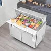image:imageVEVOR 72 Commercial Refrigerator Sandwich amp Salad Prep Table 20 Cu Ft Stainless Steel Refrigerated Food Prep Station with 3 Doors Frost Free Refrigerator with Lock for Restaurant Bar Store48W with 18 Pans