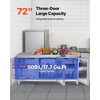 image:imageVEVOR 72 W Commercial Freezer 177 CuFt Worktop Freezers Undercounter with LED Auto Lighting and Lockable Door 3 Doors Food Freezing Prep Worktable Stainless Steel Prep Frozen Table with Casters