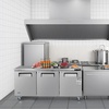 image:imageVEVOR 72 W Commercial Freezer 177 CuFt Worktop Freezers Undercounter with LED Auto Lighting and Lockable Door 3 Doors Food Freezing Prep Worktable Stainless Steel Prep Frozen Table with Casters