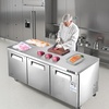 image:imageVEVOR 72 W Commercial Freezer 177 CuFt Worktop Freezers Undercounter with LED Auto Lighting and Lockable Door 3 Doors Food Freezing Prep Worktable Stainless Steel Prep Frozen Table with Casters