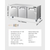 image:imageVEVOR 72 W Commercial Freezer 177 CuFt Worktop Freezers Undercounter with LED Auto Lighting and Lockable Door 3 Doors Food Freezing Prep Worktable Stainless Steel Prep Frozen Table with Casters