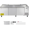 image:imageVEVOR Chef Base Refrigerator 52 W Commercial Chef Bases Worktop Refrigerators 2Drawer Under Counter Fridge with 8 Pans Stainless Steel HeavyDuty Refrigerated Base Invisible Door Handle93 Pizza Prep Refrigerator