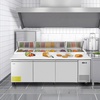 image:imageVEVOR Chef Base Refrigerator 52 W Commercial Chef Bases Worktop Refrigerators 2Drawer Under Counter Fridge with 8 Pans Stainless Steel HeavyDuty Refrigerated Base Invisible Door Handle93 Pizza Prep Refrigerator