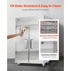 image:imageVEVOR Commercial Refrigerator and Freezer Combo 48 W 32 CuFt Stainless Steel Upright RefrigeratorFreezer with Double Doors AutoDefrost 6 Adjustable Shelves UL Certified48W 33 Cuft Double DoorsRefrigerator