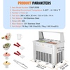 image:imageVEVOR Fried Ice Cream Roll Machine Stainless Steel Commercial Rolled Ice Cream Maker with Compressor and 4 Scrapers2Pcs 177 x 177 Square StirFried Ice Cream Pans for Frozen YogurtIce Cream1750Wdouble pans