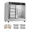 image:imageVEVOR Hot Box Food Warmer 4Tier Concession Warmer with Water Tray 4 Pans Glass Doubledoor and Adjustable Shelves Stainless Steel Food Warmer Cabinet Ideal for Storing Pizza Chicken Restaurant
