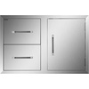 image:imageVEVOR Outdoor Kitchen Drawers 13 W x 205 H x 21 D Flush Mount Double BBQ Access Drawers with Stainless Steel Handle BBQ Island for Outdoor Kitchens or Patio Grill StationDrawerDoor 325W x 22H x 205D Inch