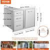 image:imageVEVOR Outdoor Kitchen Trash Drawer 197W x 29H x 157D Inch Outdoor Kitchen Drawers Cabinets Stainless Steel BBQ Island Drawers Trash Pull Out Drawer BBQ Trash Bin Outdoor Grill DrawersSUS