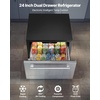 image:imageVEVOR Under Counter Drawer Refrigerator 24 In Stainless Steel Fridge with Temperature Control Dual Drawer Refrigerator with Powerful Compressor amp LED Display for Home Office and Commercial Use